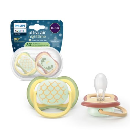 Suzete fosforescente Ultra Air, Luna, 0-6 luni, SCF376/27