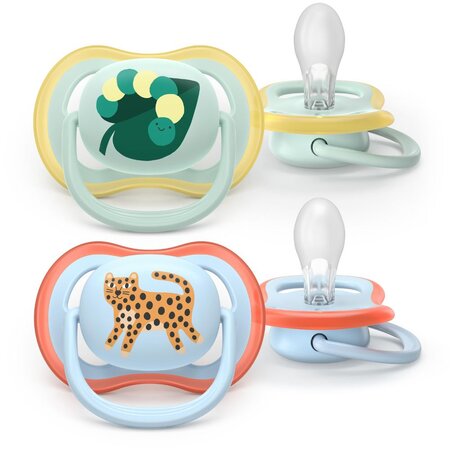 Suzete Ultra Air, Tigru/Frunza, 0-6 luni, SCF087/02, 2 buc, Philips Avent 732702