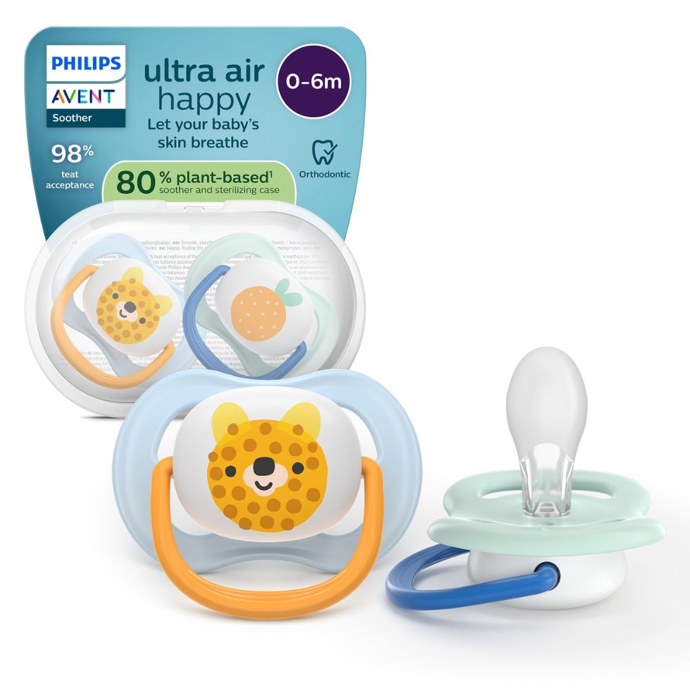 Suzete Ultra Air, Ursulet/Portocala, 0-6 luni, SCF080/23, 2 buc, Philips Avent