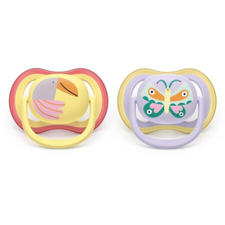Suzete Ultra Air, Papagal/Fluture, 0-6 luni, SCF087/04, 2 buc, Philips Avent 732719
