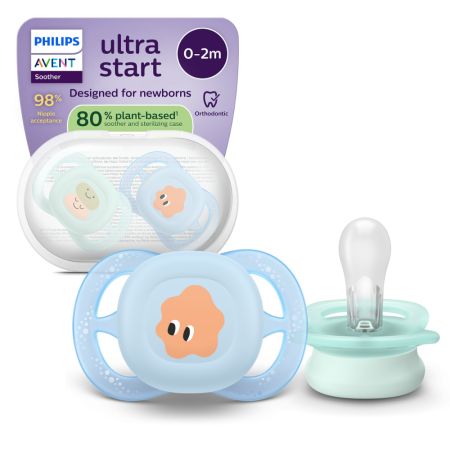 Suzeta ortodontica Pacifier Ultra Start Philips Avent, Figurine, 0-2 luni, SCF075/14, 2 bucati, Philips