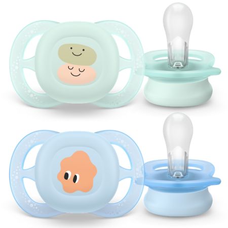 Suzeta ortodontica Pacifier Ultra Start Philips Avent, Figurine, 0-2 luni, SCF075/14, 2 bucati, Philips 732807