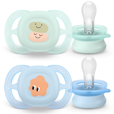 Suzeta ortodontica Pacifier Ultra Start Philips Avent, Figurine, 0-2 luni, SCF075/14, 2 bucati, Philips 732807
