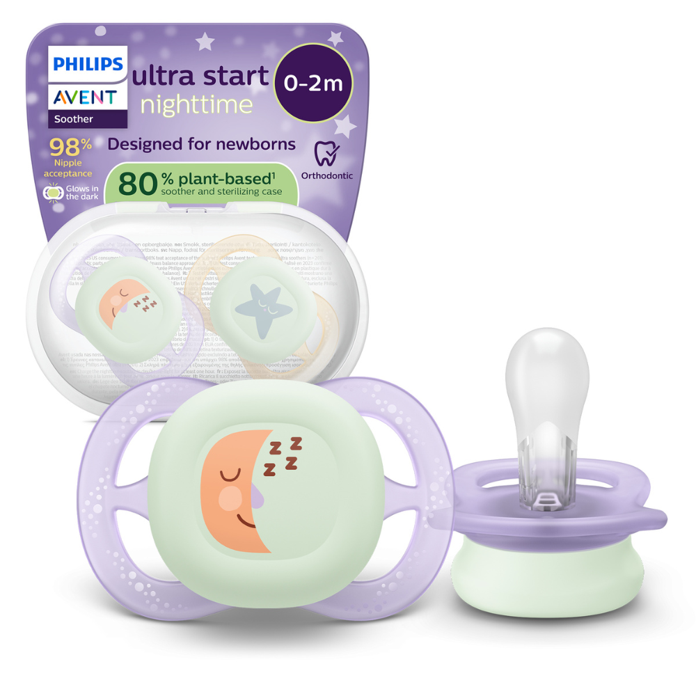 Suzeta de noapte Ultra Start Pacifier Philips Avent, Moon, 0-2 luni, SCF075/17, 2 bucati, Philips