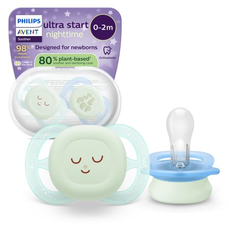 Suzeta de noapte Ultra Start Pacifier Philips Avent, Sleep, 0-2 luni, SCF075/18, 2 bucati, Philips