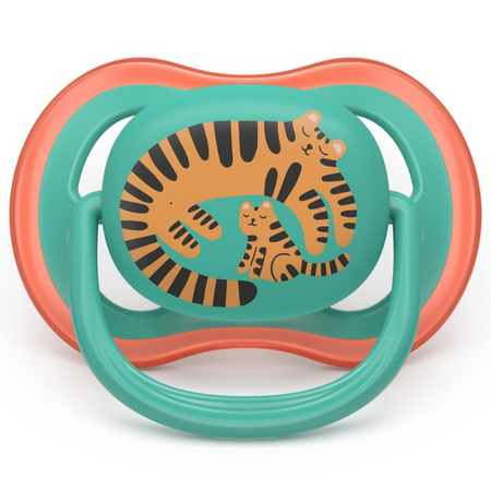 Suzeta Ultra Air Pacifier Philips Avent, Papagal/Tigru, 6-18 luni, SCF087/11, 2 bucati, Philips 732864
