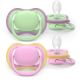 Suzeta Ultra Air Pacifier Philips Avent, Roz/Verde, 6-18 luni, SCF087/12, 2 bucati, Philips 732872