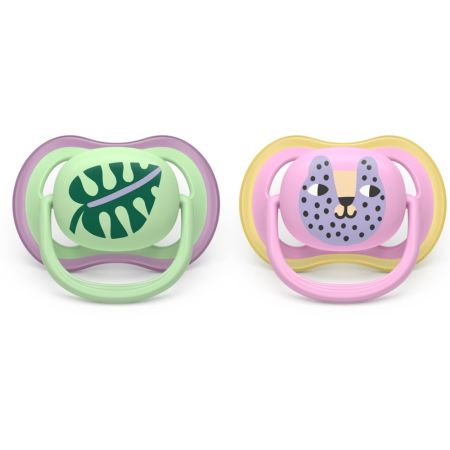 Suzeta Ultra Air Pacifier Philips Avent, Pisica/Frunza, 6-18 luni, SCF087/13, 2 bucati, Philips 732887