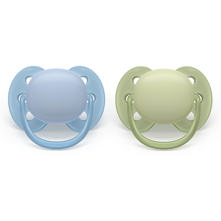 Suzeta Ultra Soft Pacifier Philips Avent, Albastru/Verde, 0-6 luni, SCF091/37, 2 bucati, Philips 732914