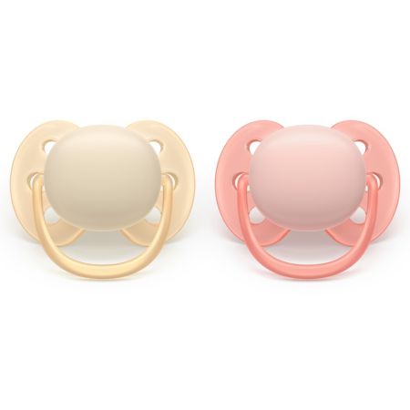 Suzeta Ultra Soft Pacifier Philips Avent, Roz/Portocaliu, 0-6 luni, SCF091/38, 2 bucati, Philips 732928