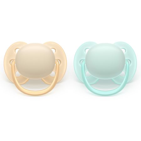 Suzeta Ultra Soft Pacifier Philips Avent, Galben/Verde, 0-6 luni, SCF091/40, 2 bucati, Philips 732959