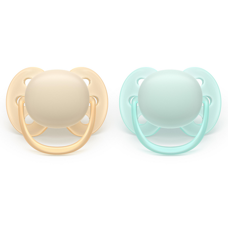 Suzeta Ultra Soft Pacifier Philips Avent, Galben/Verde, 0-6 luni, SCF091/40, 2 bucati, Philips 732959