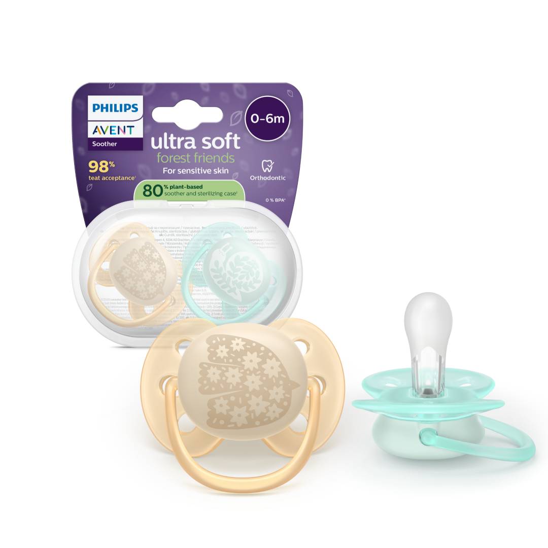 Suzeta Ultra Soft Pacifier Philips Avent, Forest Friends, 0-6 luni, 2 bucati, Philips