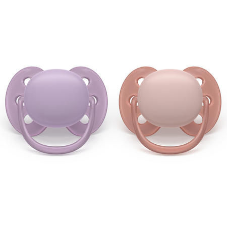 Suzeta Ultra Soft Pacifier Philips Avent, Roz/Mov, 6-18 luni, SCF091/43, 2 bucati, Philips 732980