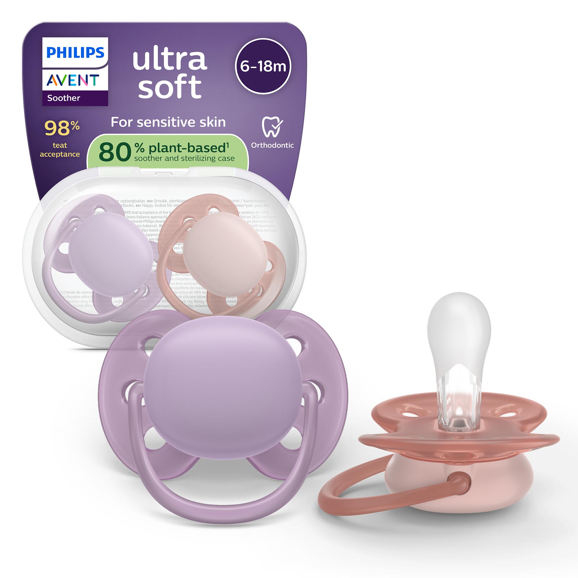 Suzeta Ultra Soft Pacifier Philips Avent, Roz/Mov, 6-18 luni, SCF091/43, 2 bucati, Philips