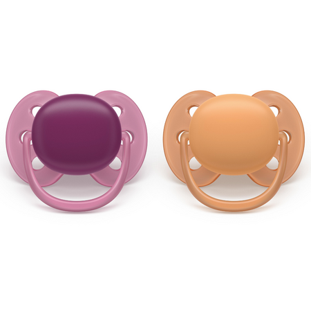 Suzeta Ultra Soft Pacifier Philips Avent, Mov/Portocaliu, 18 luni+, SCF093/03, 2 bucati, Philips 733026