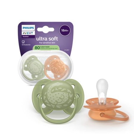 Suzeta Ultra Soft Pacifier Philips Avent, Lebada/Caprioara, 18 luni+, SCF093/06, 2 bucati, Philips