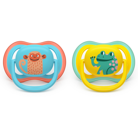 Suzeta Ultra Air Pacifier Philips Avent, Albastru/Galben, 18 luni+, SCF349/58, 2 bucati, Philips 733072