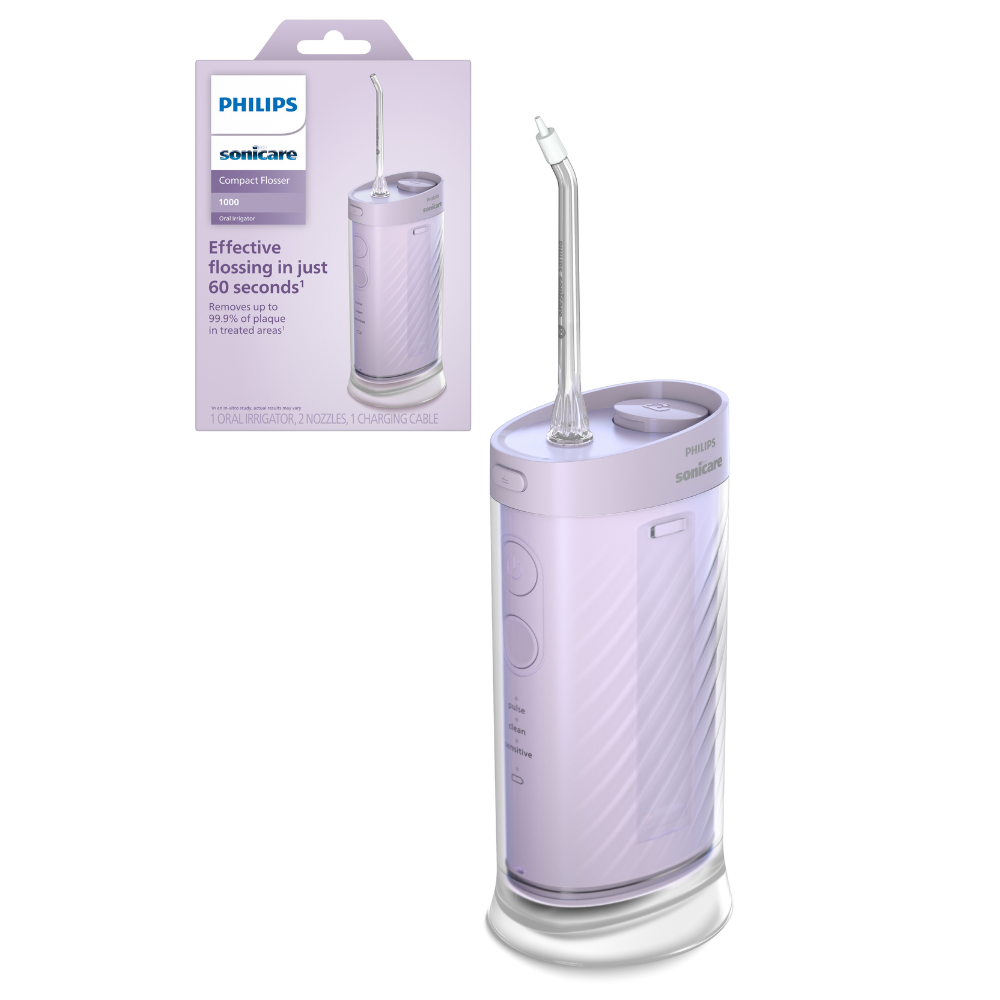 Dus bucal portabil Sonicare Compact Flosser 1000, Mov, HX3333/23, Philips