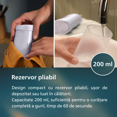 Dus bucal portabil Sonicare Compact Flosser 1000, Mov, HX3333/23, Philips 795702