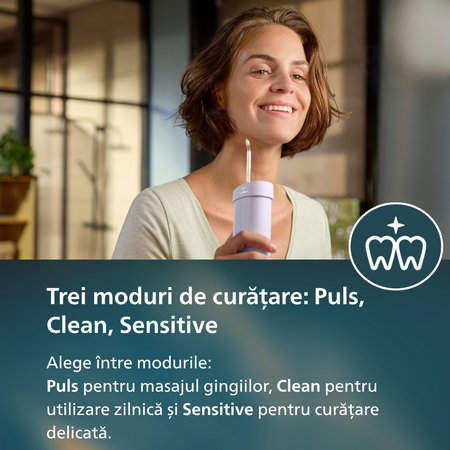 Dus bucal portabil Sonicare Compact Flosser 1000, Mov, HX3333/23, Philips 795699