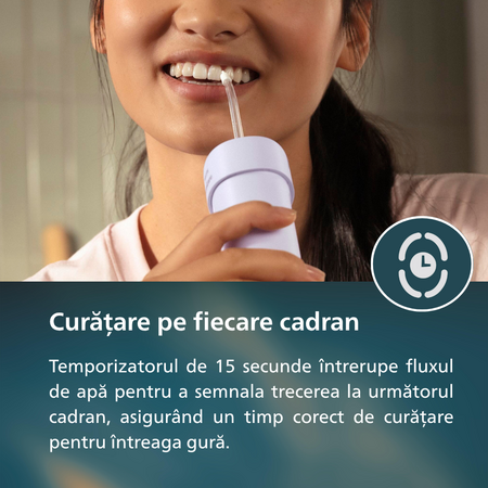 Dus bucal portabil Sonicare Compact Flosser 1000, Mov, HX3333/23, Philips 795700