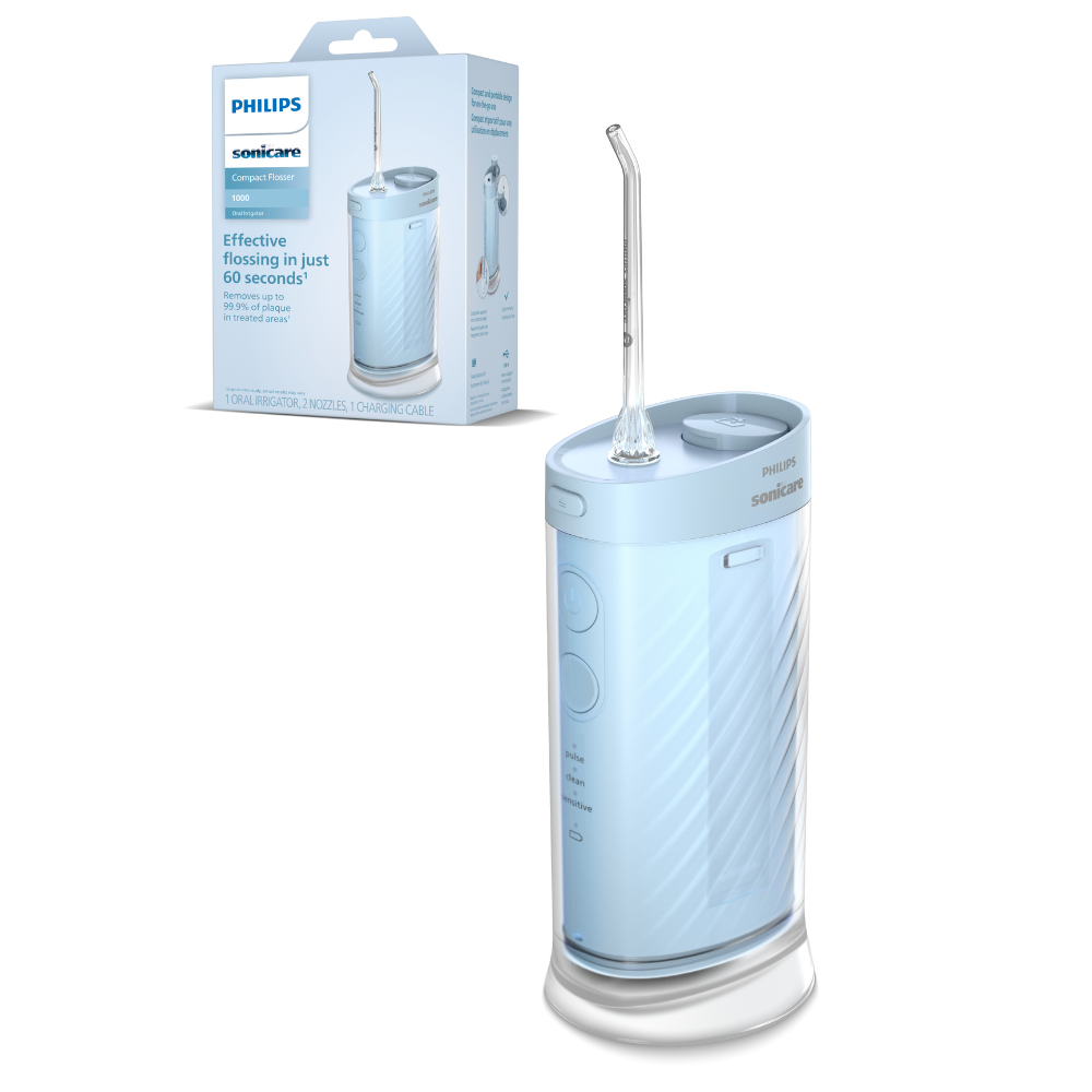 Dus bucal portabil Sonicare Compact Flosser 1000, Albastru, HX3333/24, Philips