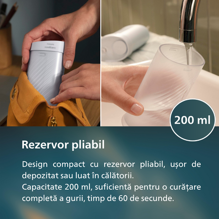 Dus bucal portabil Sonicare Compact Flosser 1000, Albastru, HX3333/24, Philips 795693