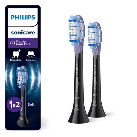 Rezerve pentru periuta sonica Philips Sonicare Premium Gum Care, Negru, HX9052/88, 2 bucati, Philips