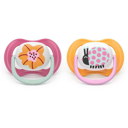 Suzeta Ultra Air Pacifier Philips Avent, Gargarita/Floare, 6-18 luni, SCF080/27, 2 bucati, Philips 733177