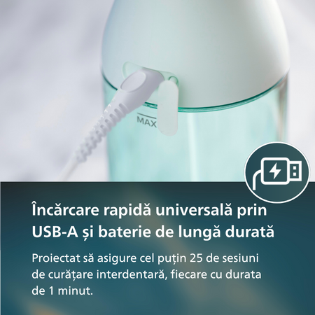 Irigator portabil Power Flosser 3000, Verde, HX3826/24, Philips Sonicare 795648