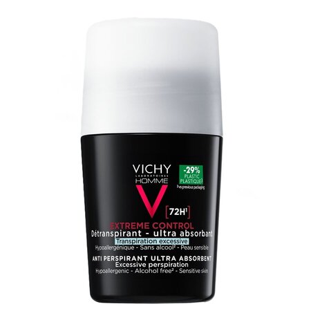 Deodorant roll-on antiperspirant control extrem pentru barbati eficacitate 72h, 50 ml, Vichy