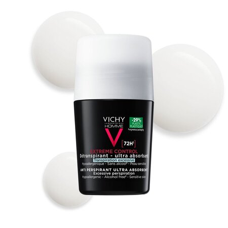 Deodorant roll-on antiperspirant pentru barbati Control Extrem 72H, 50 ml, Vichy 793591
