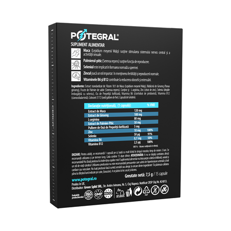 Supliment pentru potenta Potegral For Him, 15 capsule, Air7 733474