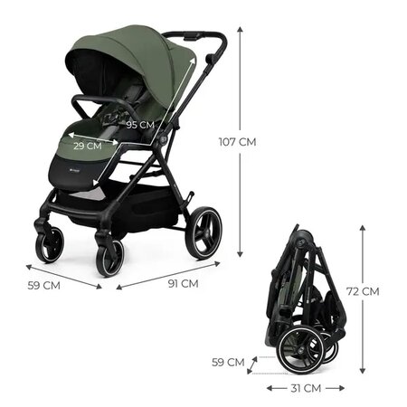 Carucior sport reversibil Yoxi, 0-27 kg, Green, Kinderkraft 733567