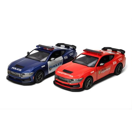 Masinuta metalica Ford Mustang cu detalii realiste si mecanism pull-back, 13 cm, Dark Horse 2024, scara 1:36, Kinsmart