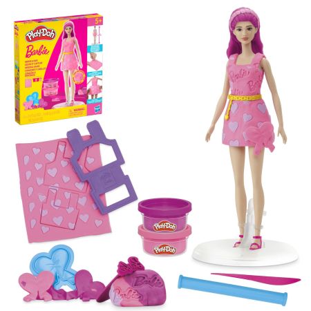 Set creativ cu plastilina, Barbie inimioare si par, 5 ani+, Play Doh
