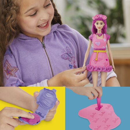 Set creativ cu plastilina, Barbie inimioare si par, 5 ani+, Play Doh 733582