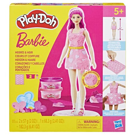 Set creativ cu plastilina, Barbie inimioare si par, 5 ani+, Play Doh 733581