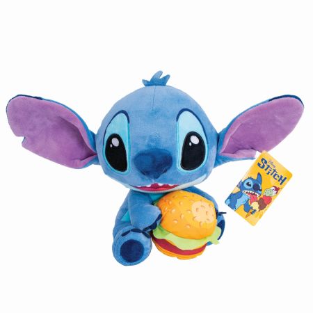 Jucarie de plus Disney, 25 cm, Stitch cu burger, 0 luni+, As