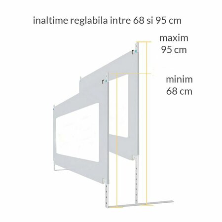Protectie laterala pat Classic XXL, 200 cm, Gri, Primabobo 733935