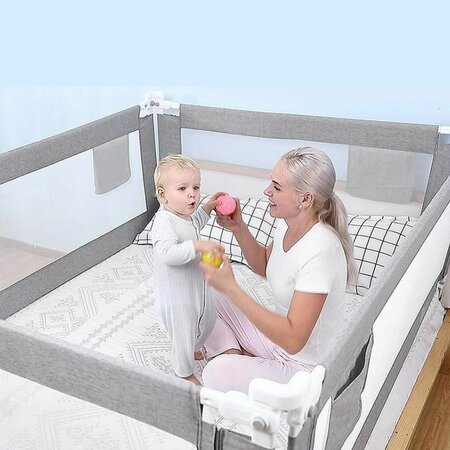 Protectie laterala pat Classic XXL, 200 cm, Gri, Primabobo 733929