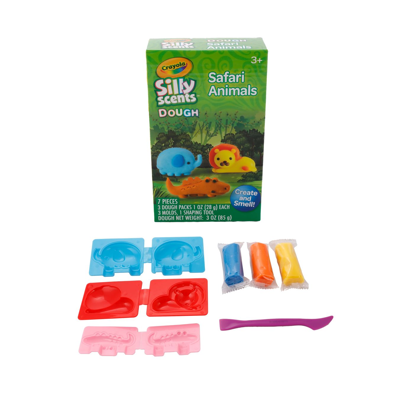 Set plastilina si accesorii Silly Scent, Animalele din Safari, 3 ani+, Crayola