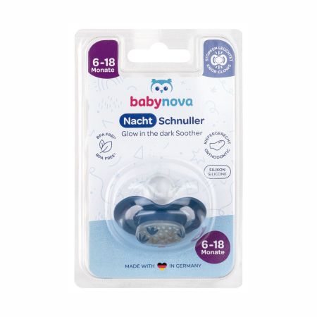 Suzeta ortodentica din silicon fosforescenta, 6-18 luni, 1 buc, Baby Nova