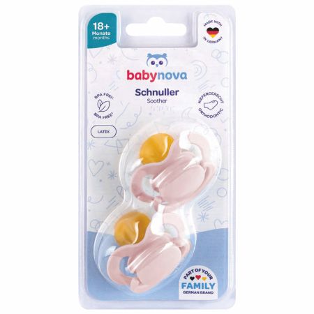 Suzete ortodentice din latex, Multicolore, 18 luni+, 2 buc, Baby Nova
