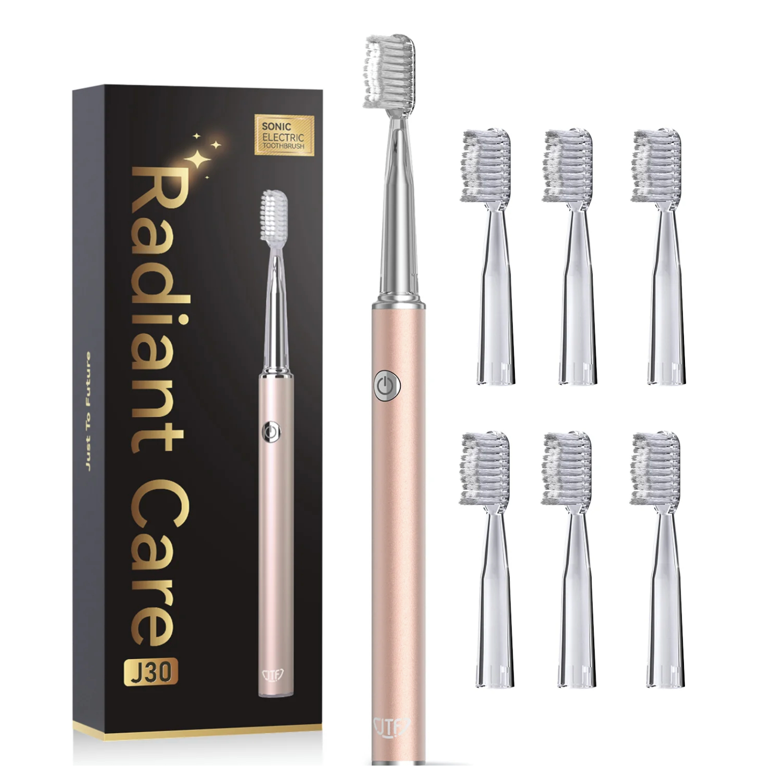 Periuta de dinti electrica pentru adulti + 6 capete de rezerva J30, Gold, JTF