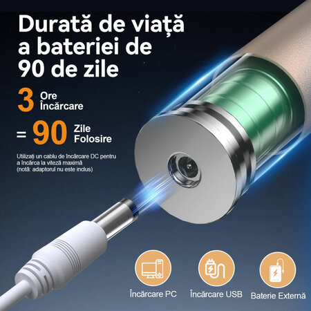 Periuta de dinti electrica pentru adulti + 6 capete de rezerva J30, Gold, JTF 734396