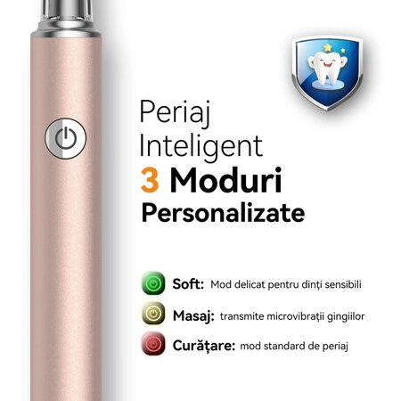 Periuta de dinti electrica pentru adulti + 6 capete de rezerva J30, Gold, JTF 734395