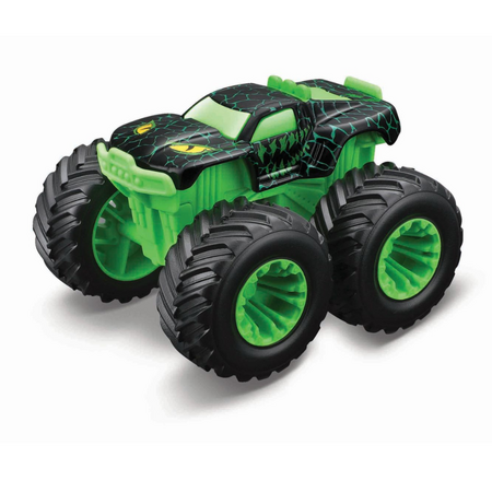 Set 2 masinute metalice cu roti mari, 7.5 cm, Dirt Monsters, Diverse culori, 3 ani+, Maisto 734424