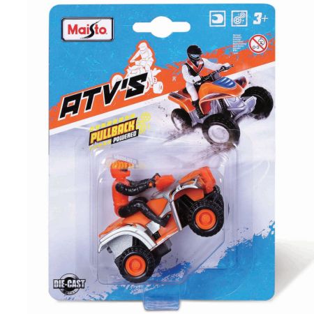 ATV metalic cu sistem pull back, Diverse culori, 3 ani+, Maisto 734468